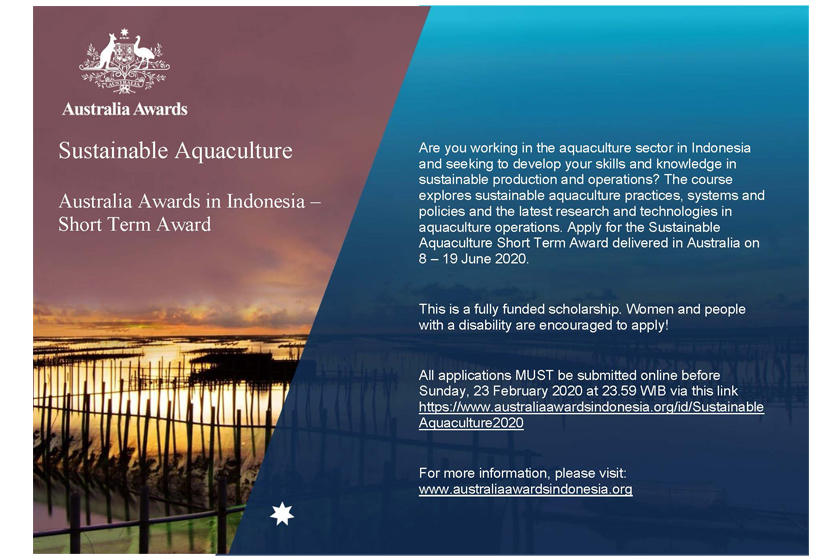 Applications Open for the “Sustainable Aquaculture” Short Term Award